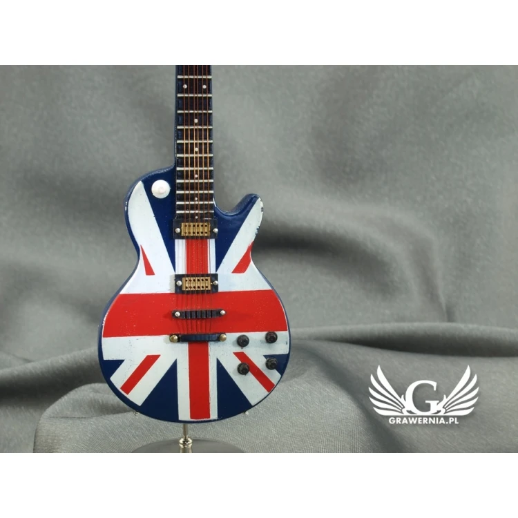Mini gitara elektryczna z futerałem - niebieska z flagą - model MGT6