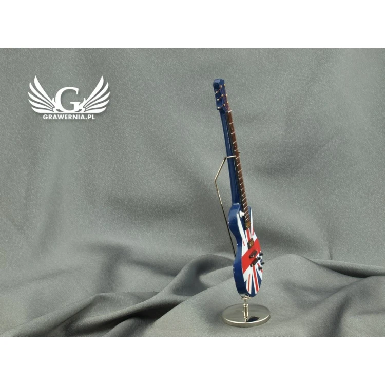 Mini gitara elektryczna z futerałem - niebieska z flagą - model MGT6