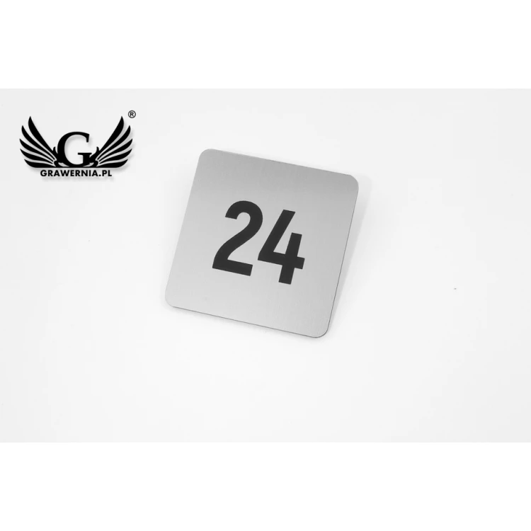 Mini numeracja na drzwi lub szafkę - laminat złoty lub srebrny - ND028 - wym. 40x40mm