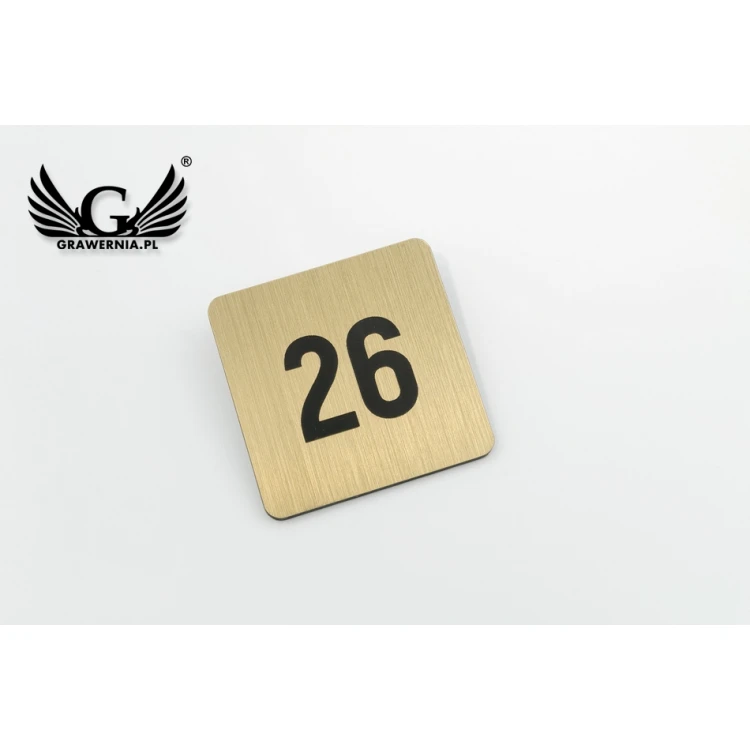 Mini numeracja na drzwi lub szafkę - laminat złoty lub srebrny - ND028 - wym. 40x40mm