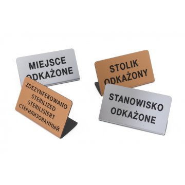 Mini Stojaczek na stolik zdezynfekowano, miejsce odkażone - do mycia w zmywarce temp. max 80°C - ST006