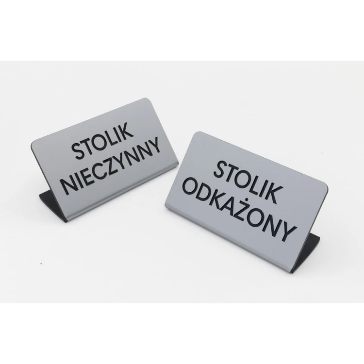 Mini Stojaczek na stolik zdezynfekowano, miejsce odkażone - do mycia w zmywarce temp. max 80°C - ST006