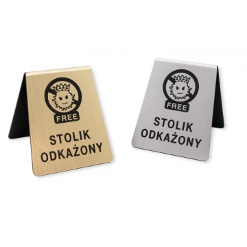 Mini Stojaczek stolik odkażony - laminat grawerski metalizowany i szczotkowany - ST007