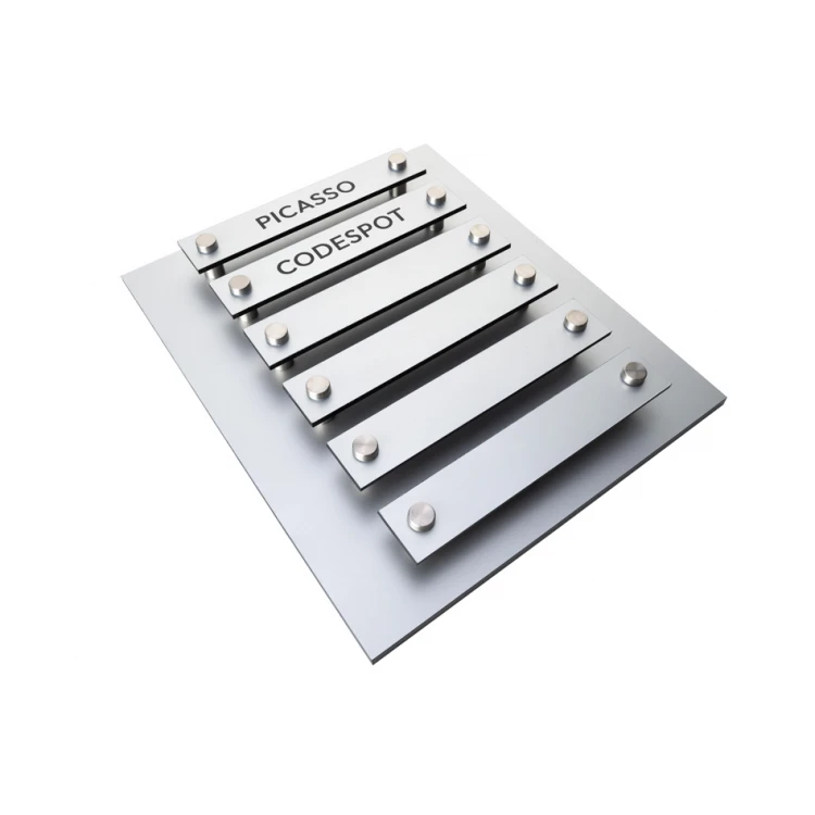 Mini tablica informacyjna grawerowana laserem na dystansach - wym: 230x270mm - TAB419 