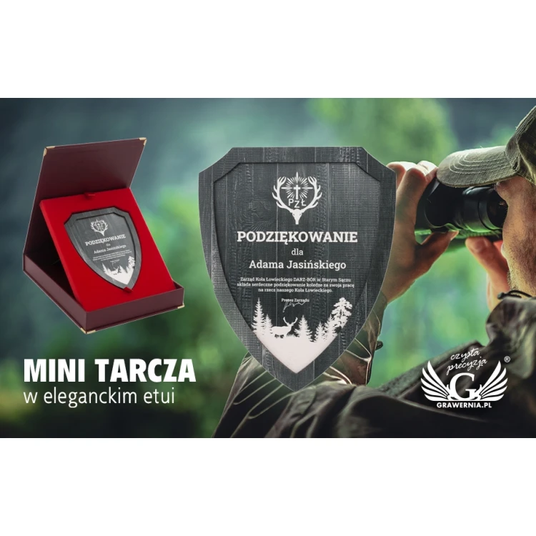 Dyplom myśliwski - Mini Tarcza w eleganckim etui - NAT021