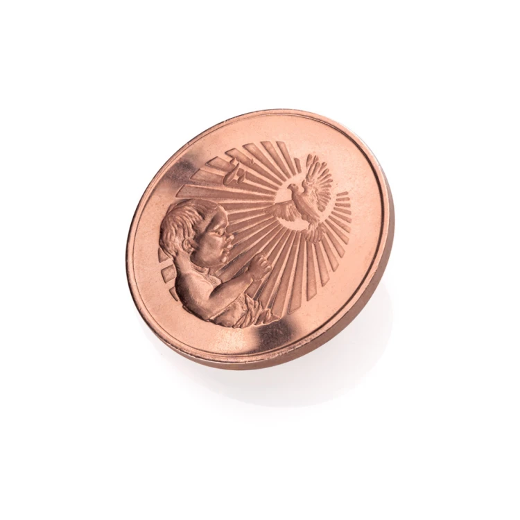 Moneta z dedykacją - miedziana - Pamiątka Chrztu Świętego - MON003