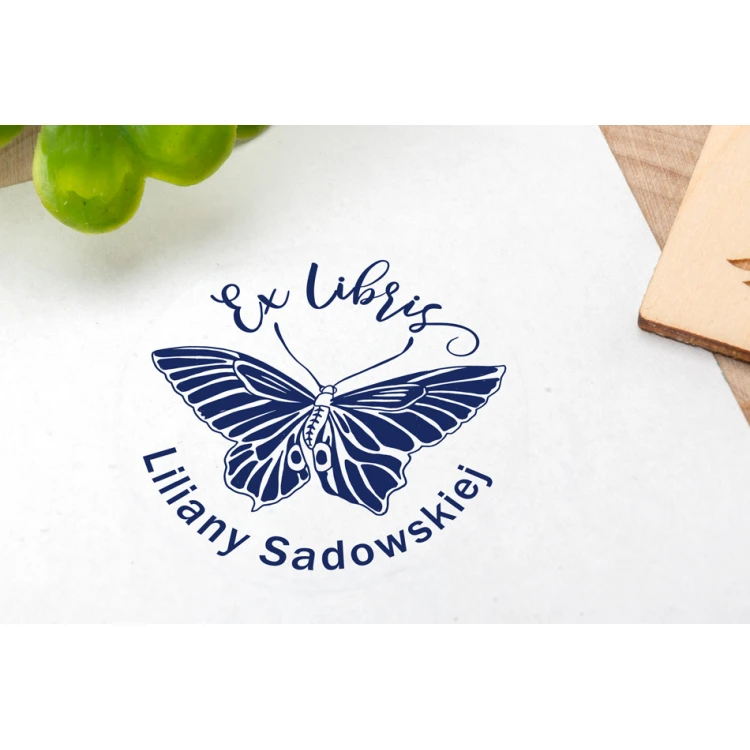 Stempel Ex Libris do odbijania w tuszu - Motyl - średnica gryfu 40mm - EX005