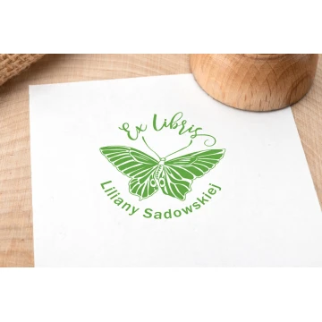 Stempel Ex Libris do odbijania w tuszu - Motyl - średnica gryfu 40mm - EX005