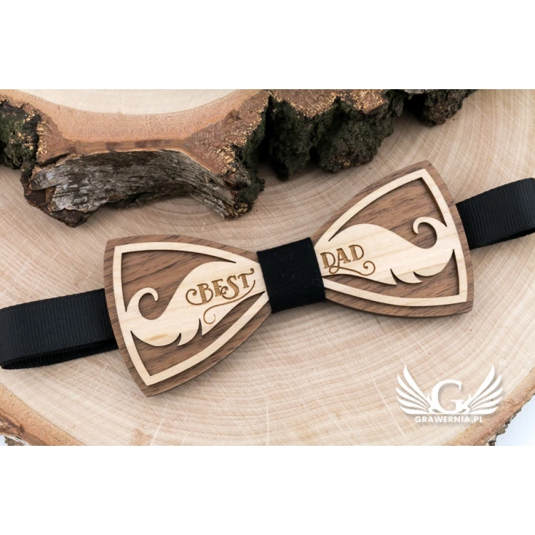 Mucha drewniana - Best Dad - drewno klonowe i orzechowe - MDR052