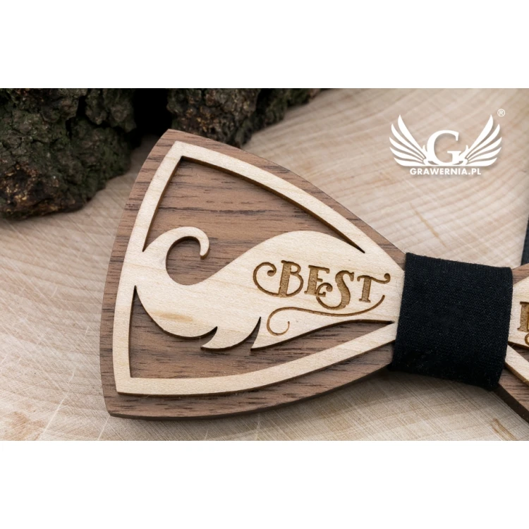 Mucha drewniana - Best Dad - drewno klonowe i orzechowe - MDR052