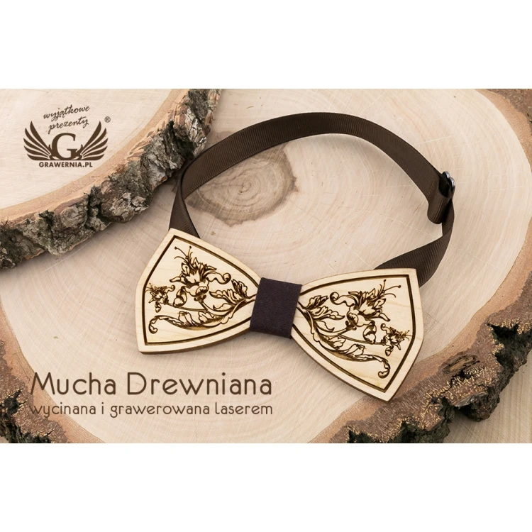 Mucha drewniana - Flower - drewno klonowe - MDR057