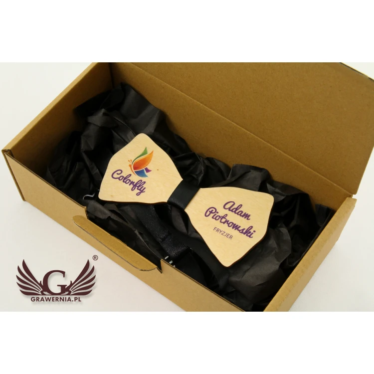 Mucha z drewna identyfikator - kolorowy druk UV - MDR001
