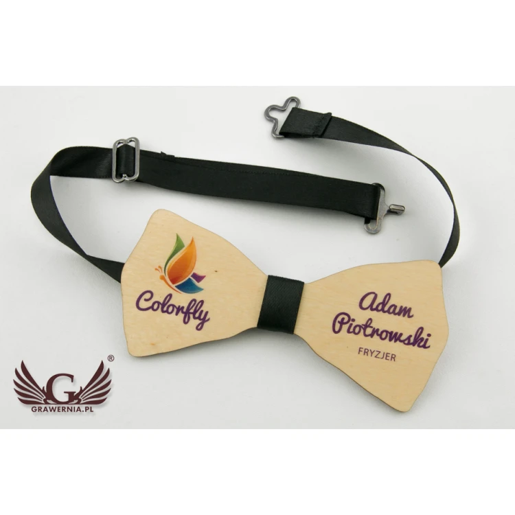 Mucha z drewna identyfikator - kolorowy druk UV - MDR001