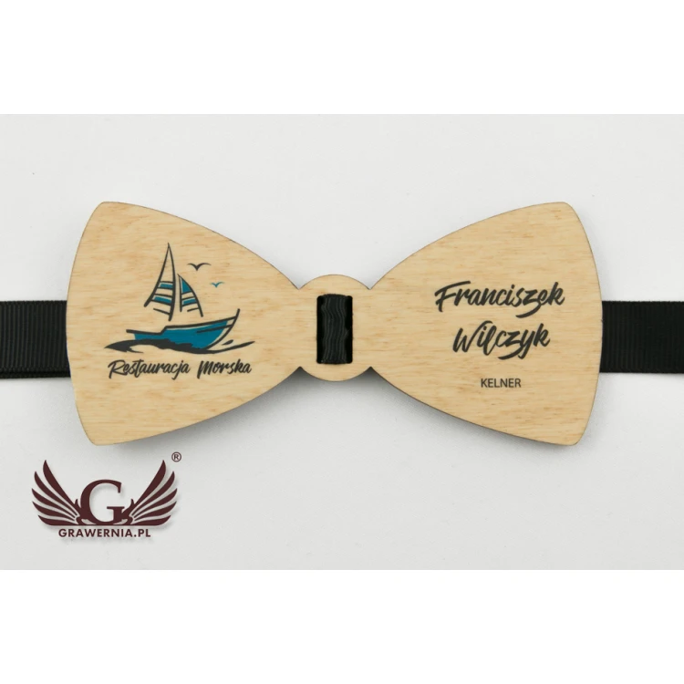 Mucha z drewna identyfikator - kolorowy druk UV - MDR002