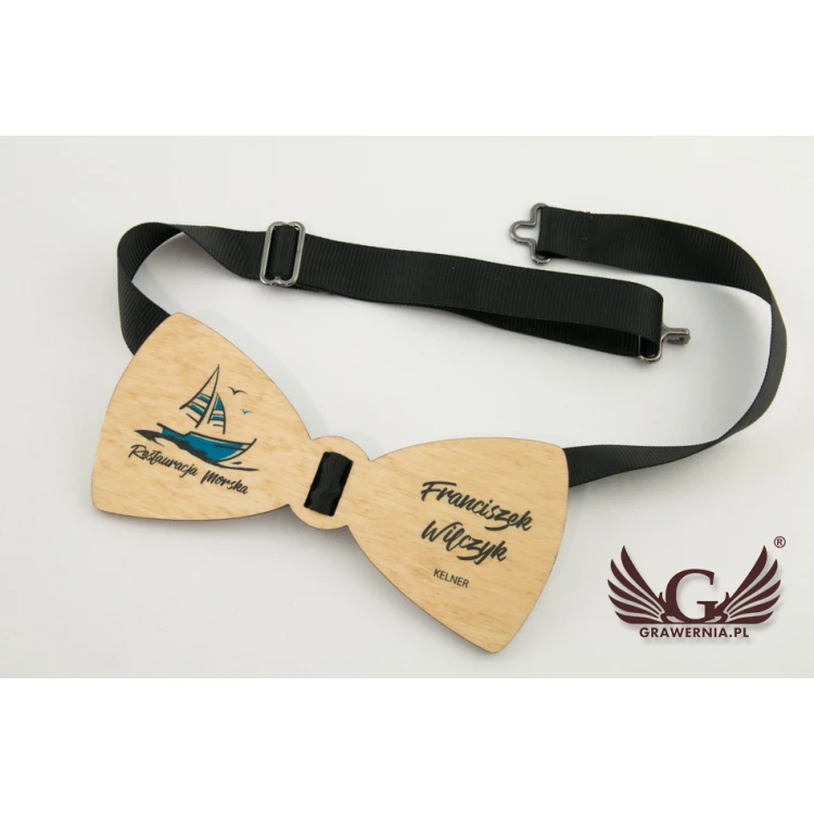 Mucha z drewna identyfikator - kolorowy druk UV - MDR002