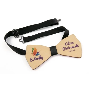 Mucha z drewna identyfikator - kolorowy druk UV - MDR001