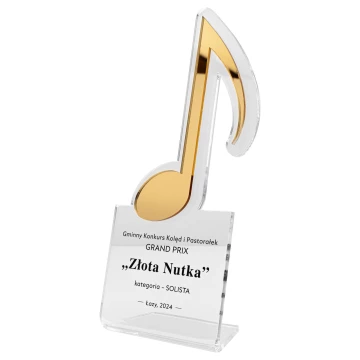 Nagroda muzyczna Złota Nutka - statuetka akrylowa dla muzyka - wys. 108x230 mm - DTA170