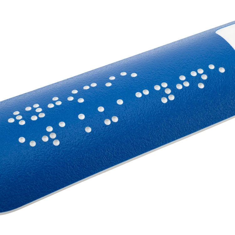 Tabliczka na poręcz z pismem Braille’a - wym. 150x36mm - niebieski laminat textures - TAB545