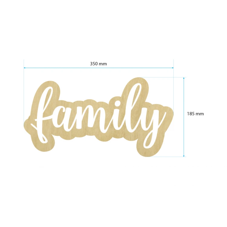 Napis dekoracyjny - family - wycinany laserem - NAP019