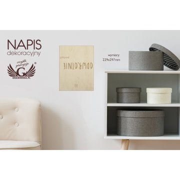 Napis dekoracyjny - geniusz - grawerowany laserem - NAP025