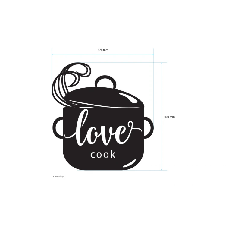 Napis dekoracyjny - love cook - wycinany laserem - NAP004