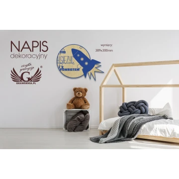 Napis dekoracyjny - rakieta - kolorowy druk UV - NAP016