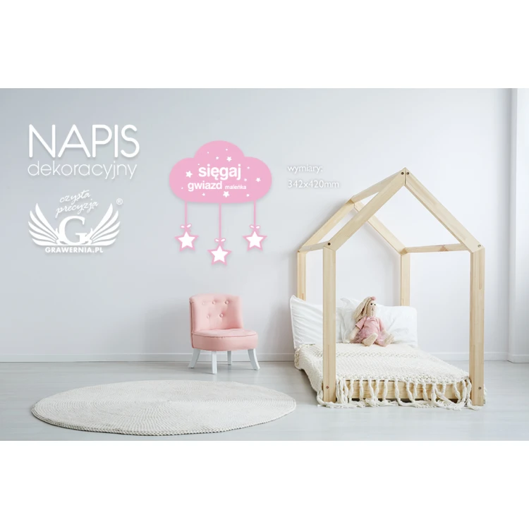 Napis dekoracyjny - sięgaj gwiazd - kolorowy druk UV - NAP018