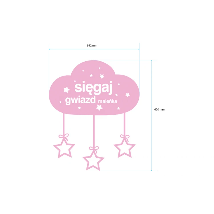 Napis dekoracyjny - sięgaj gwiazd - kolorowy druk UV - NAP018