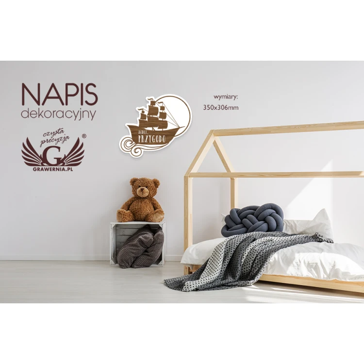 Napis dekoracyjny - statek - kolorowy druk UV - NAP013