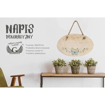 Napis dekoracyjny - WITAJ W DOMU - kolorowy druk UV - NAP030