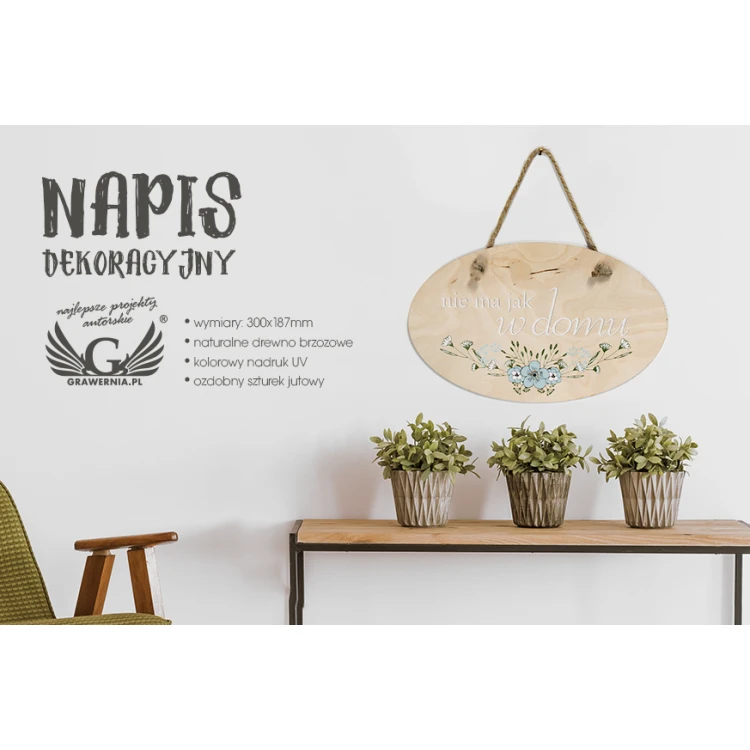 Napis dekoracyjny - WITAJ W DOMU - kolorowy druk UV - NAP030
