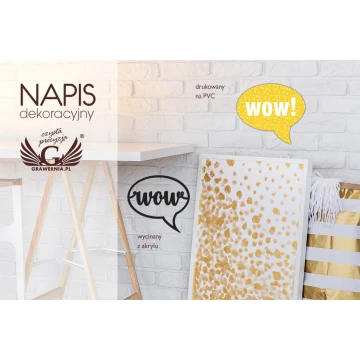 Napis dekoracyjny - wow - kolorowy druk UV - NAP014