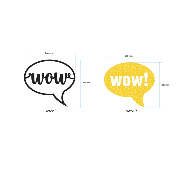 Napis dekoracyjny - wow - kolorowy druk UV - NAP014