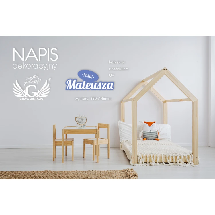 Napis dekoracyjny z imieniem dziecka - kolorowy druk UV - NAP022