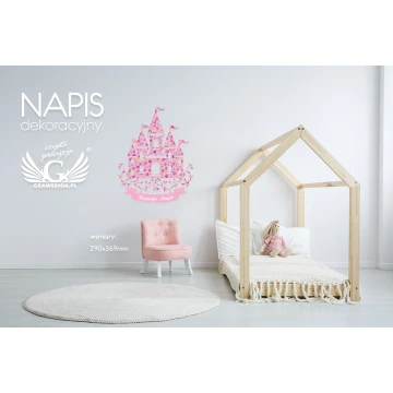 Napis dekoracyjny - zamek - kolorowy druk UV - NAP007