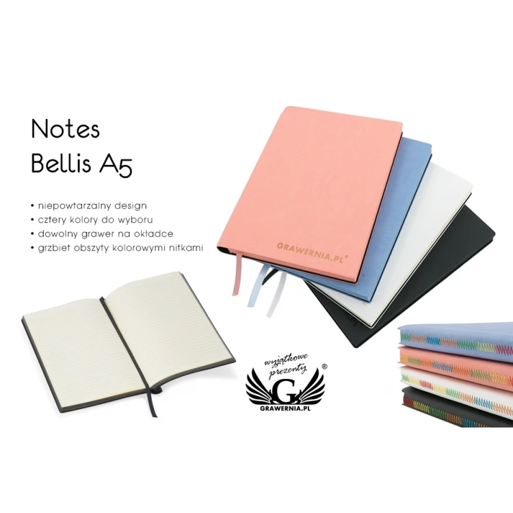 Notes Bellis A5, 160 kartek - z Twoim grawerem - NOT007