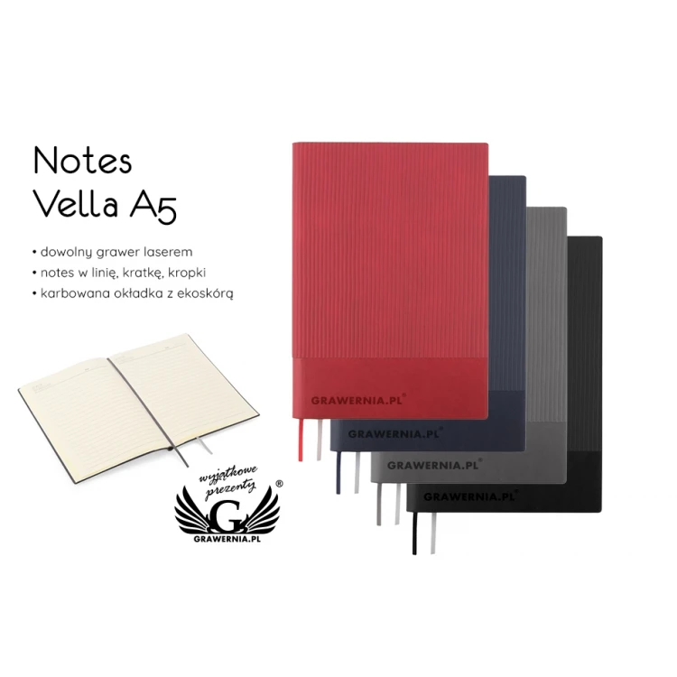 Notes Vella A5, 96 kartek - z Twoim grawerem - NOT011