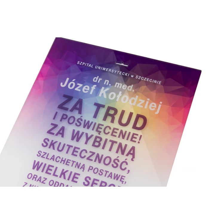 Nowoczesny dyplom akrylowy dla lekarza - kolorowy druk UV - DUV054