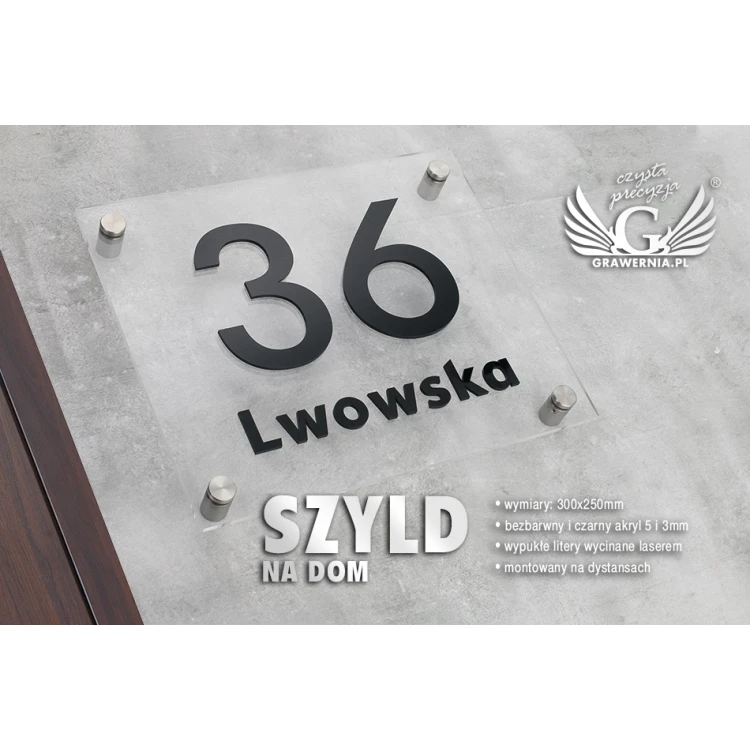 Numer na dom - czytelne wypukłe litery - wym. 300x250mm - SPD016