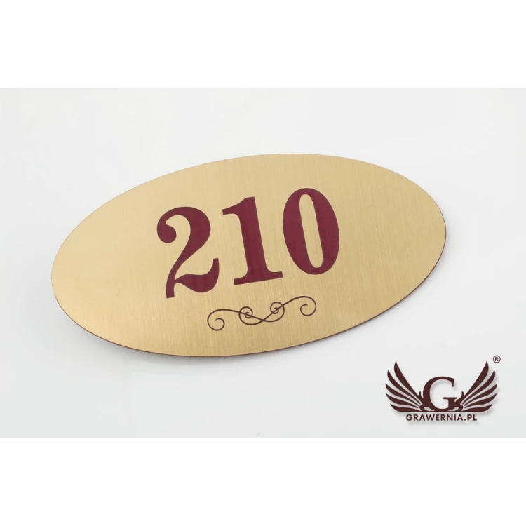 Numeracja drzwi - ELIPSA - złoty z kolorowym grawerem - ND020 - wym. 100x50mm
