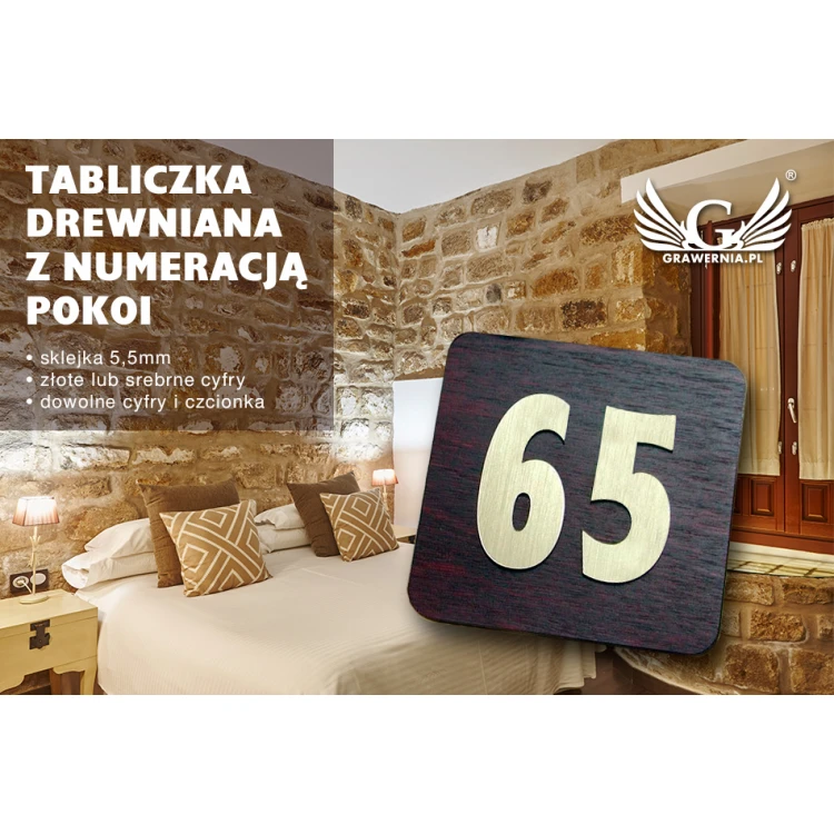 Tabliczka drewniana z numeracją - ND006 - wym. 100x100mm
