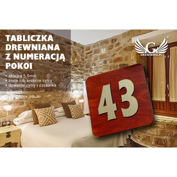 Tabliczka drewniana z numeracją - ND006 - wym. 100x100mm