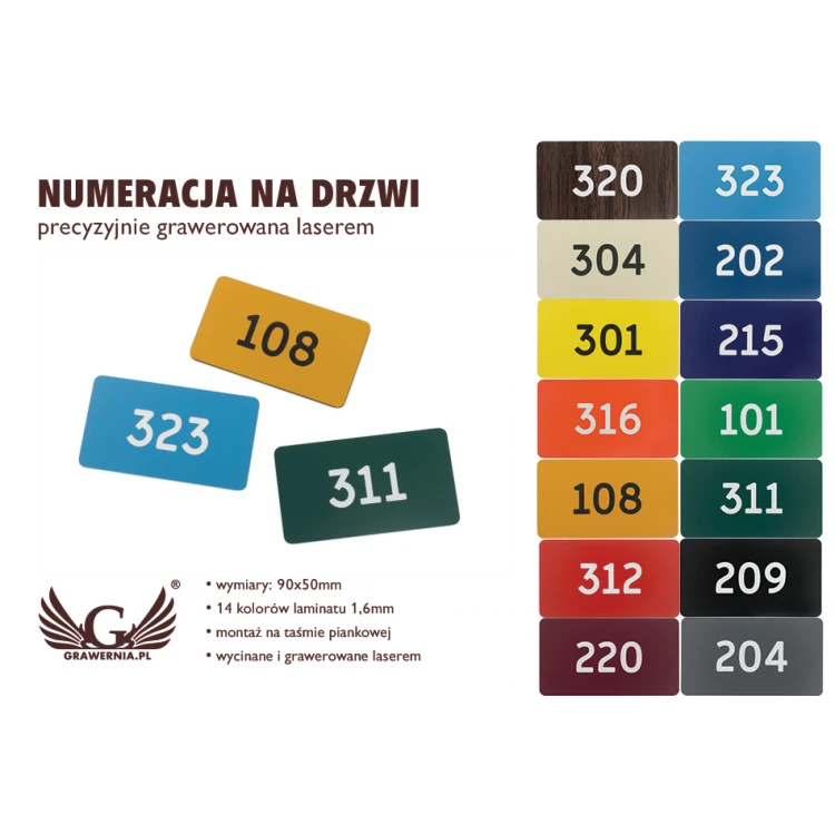 Numeracja na drzwi Multicolor - wymiary: 90x50mm - ND024