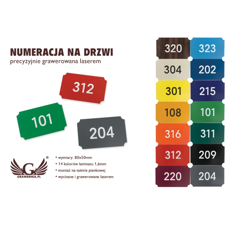 Numeracja na drzwi Multicolor - wymiary: 80x50mm - ND025