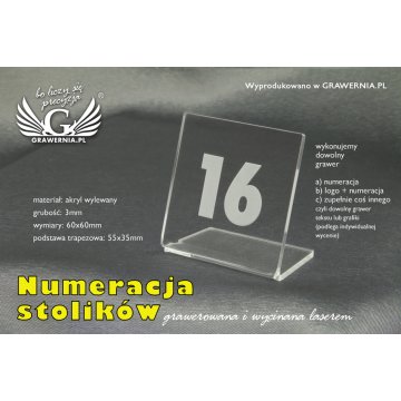 Numeracja na stoliki - wzór NS007 AKRYL