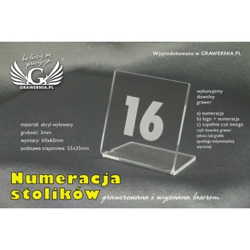Numeracja na stoliki - wzór NS007 AKRYL