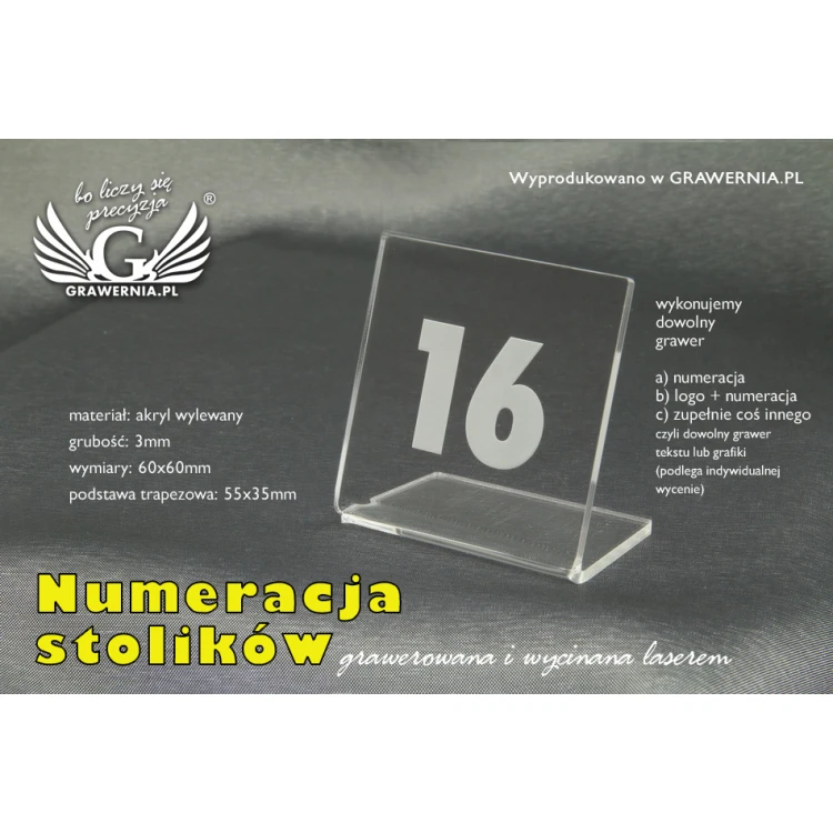 Numeracja na stoliki - wzór NS007 AKRYL