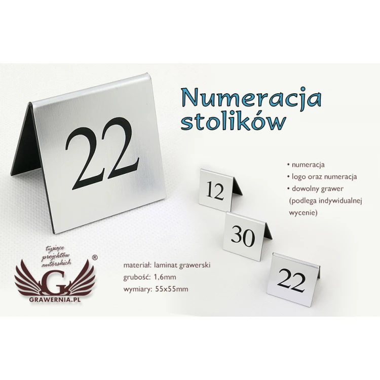 Numeracja na stoliki - wzór NS004 SILVER