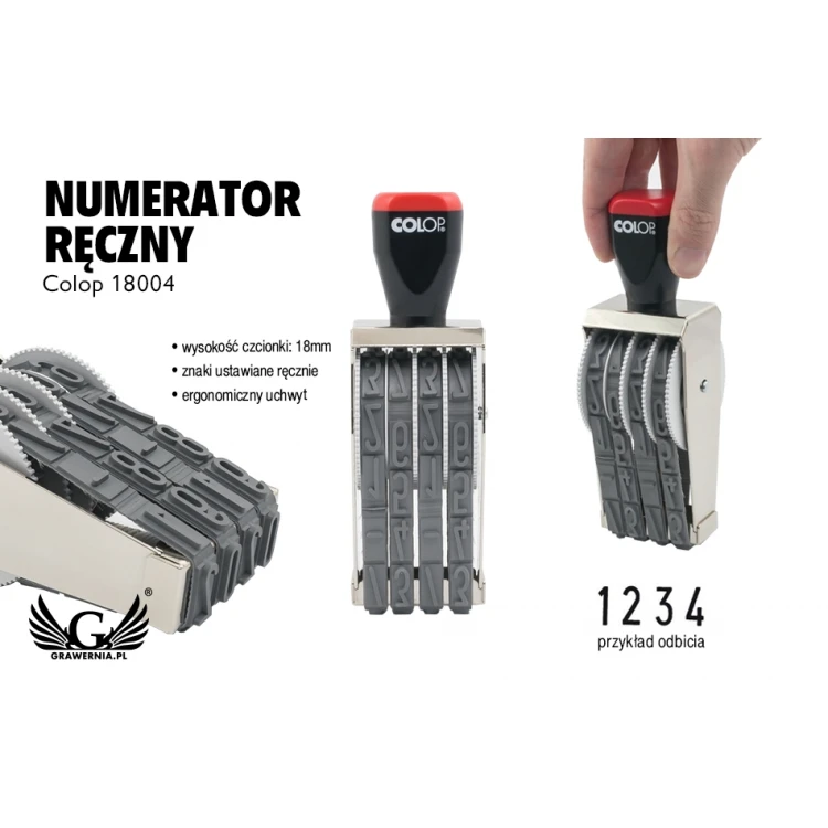 Numerator ręczny Colop 18004 - ilość pozycji: 4 - COL033