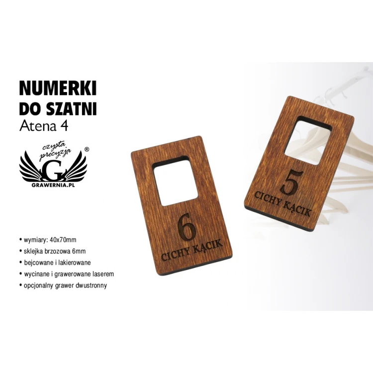 Numerki do szatni - kolor Jasny Orzech - Atena 4